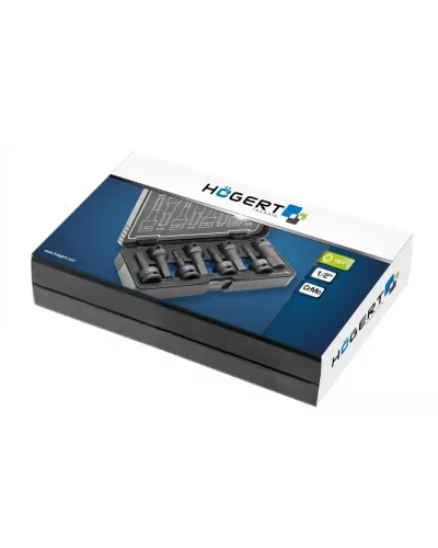 Торцевые головки, ударные  HEX, 8 шт.: H6, H7, H8, H10, H12, H14, H17, H19, 1/2″, CrMo HT6R004