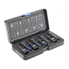 Торцевые головки, ударные spline, 8 шт.: M5, M6, M8, M10, M12, M14, M16, M18, 1/2″, CrMo HT6R006