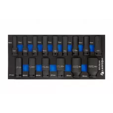Набор ударных глубоких шестигранных головок 1/2″ 15шт., ложемент EVA HT7G129