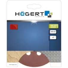 Круг  шлифовальный на липучке с отверстиями 5 шт.  125мм G80 HT8D122