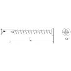 WKRET-MET Шуруп по дереву универсальный, желтый  PZ, с потайной головкой, с полной резьбой. KMH