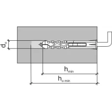 WKRET-MET Дюбель распорный универсальный полипропиленовый  10х50 с прямым крюком 5,5х60 (100шт/уп)