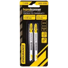 H02-101B Пилки для лобзика по ламинату 2шт, T101B (дер,ДСП,фанера 3-30мм) Hanskonner 4603010130697 (CN), упак