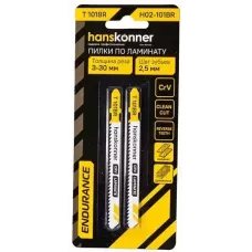 H02-101BR Пилки для лобзика по ламинату 2шт, T101BR (дер,ДСП,фанера 3-30мм) Hanskonner 4603010130734 (CN), упак