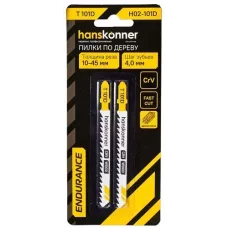 H02-101D Пилки для лобзика ДЕРЕВО 2шт, T101D (мяг,тверд 10-45мм) Hanskonner 4603010130772 (CN), упак