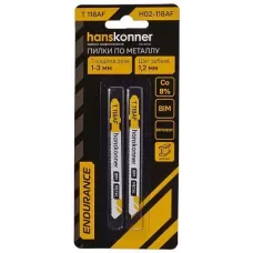 H02-118AF Пилки для лобзика по металлу 2шт, T118AF (лист 1-3мм, проф.10-30мм) Hanskonner 4603010130826 (CN), упак