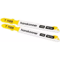 H02-118B Пилки для лобзика по металлу 2шт, T118B (лист 3-5мм, проф.10-30мм) Hanskonner 4603010130840 (CN), упак