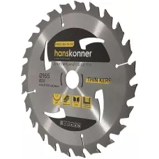 H9022-165-20-24T Пильный диск по дереву THIN KERF 165x20 мм, 24 зубьев, HANSKONNER, 4603010125389 (CN), шт