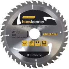 H9022-190-30/20-36 Пильный диск по дереву 190x30мм, 36 зубьев, HANSKONNER, 4603010125662 (CN)
