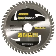 H9022-190-30-48T Пильный диск по дереву THIN KERF 190x30 мм, 48 зубьев, HANSKONNER, 4603010125723 (CN), шт