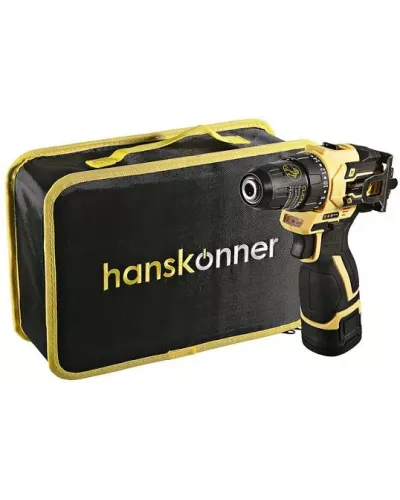 HCD1645BLC Дрель аккумуляторная б/щ Hanskonner, 14,4В, 45Нм, 2х2.0Ач, патрон 10мм, сумка-кейс