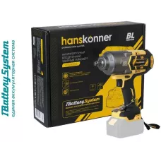 HCD18100S Гайковерт удар б/щ Hanskonner PLATINUM, 18В, 1BatterySystem, 1000Нм, 1/2", без АКБ/ЗУ, 4603010126362 (CN), шт