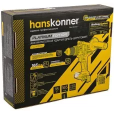 HCD18165BL Аккумуляторная дрель Hanskonner б/щ удар PLATINUM, 18В, 1BatterySystem, 165 Нм,13 мм, без АКБ и ЗУ , шт