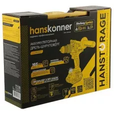 HCD18165BLI Дрель аккумуляторная б/щ ударная, 18В, 1BatterySystem,165Нм,1х4.0Ач,1х2.0Ач,13мм,кейс, HANSKONNER, 4603010127284 (CN), шт