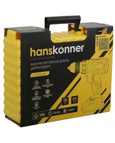 Аккумуляторный шуруповерт Hanskonner  HCD1865BL Unibattery