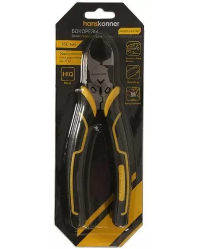Бокорезы 160мм, эксц. шарнир,+30% к силе реза, СrV, TPR рук., Hanskonner