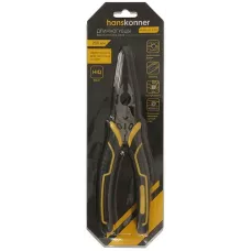 Длинногубцы 200мм, эксц. шарнир,+30% к силе реза, СrV, TPR рук., Hanskonner