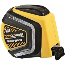 Рулетка 3x19мм, автостоп, двухстор., нейлон, супермощный магнит, Hanskonner