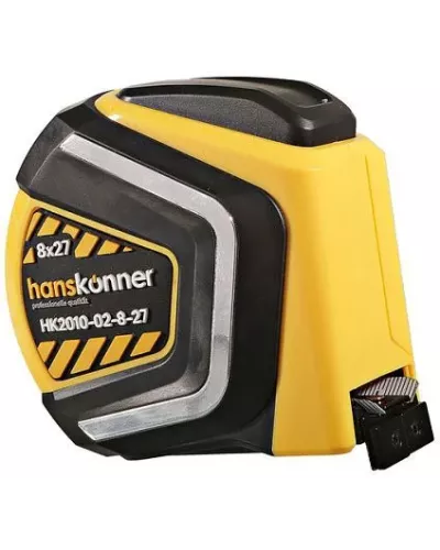 Рулетка 8x27мм, автостоп, двухстор., нейлон, супермощный магнит, Hanskonner