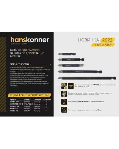 Биты Hanskonner HKPH2-75-2