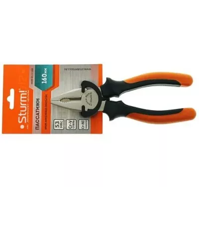 Пассатижи, 160мм, TPR рукоятки, никелированные, Sturm!