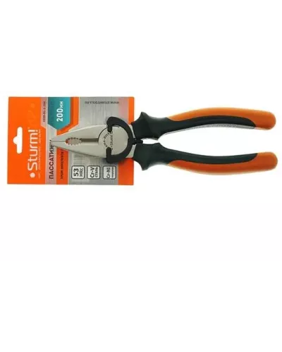 Пассатижи, 200мм, TPR рукоятки, никелированные, Sturm!