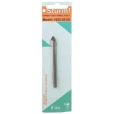 1055-03-08 Сверло по стеклу и кафелю, d 8мм, круглый хвостовик, 2 грани, Sturm! 4607113265690 (CN), шт