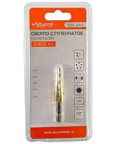 Сверло ступенчатое Sturm! 1055-S412