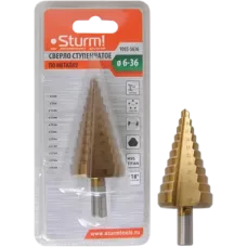 1055-S636 Сверло ступенчатое по металлу 6-36мм шаг 3мм HSS+TIN прямое Sturm! 4603010097211 (CN), шт