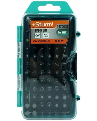 Набор бит, 67 шт, 25мм, пластиковый кейс, CrV, Sturm!