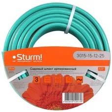 3015-15-12-25 Шланг д/воды 1/2" 25м оран+мятн,армир,ПРОЧН.,ЭЛАСТ.,3х сл, без примес Sturm!, 4603010120179 (CN), шт