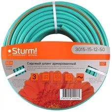 3015-15-12-50 Шланг д/воды 1/2" 50м оран+мятн,армир,ПРОЧН.,ЭЛАСТ.,3х сл, без примес Sturm!, 4603010120162 (CN), шт
