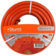 3015-15-4-34 Шланг д/воды 3/4" 25м, оранж+черн,УСИЛЕННЫЙ АРМИР. 4 слойн., без примес. Sturm!, 4603010120209 (CN), шт
