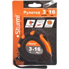 Рулетка 3x16мм, 3 кнопки стопа, двухсторонняя, магнит на зацепе, Sturm!