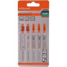 5250303 Пилки для лобзика Sturm! T144D 5шт быстрый рез,5-50мм, мяг.древ., ДСП, ДВП,стол.плиты 4603010057321 (CN), упак