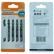 5250307 Пилки для лобзика T119B 5шт,прям.чист.рез,2-15мм,мягк.древ.,ДСП,ДВП,столяр.плиты,Sturm! 4603010062509 (CN), упак