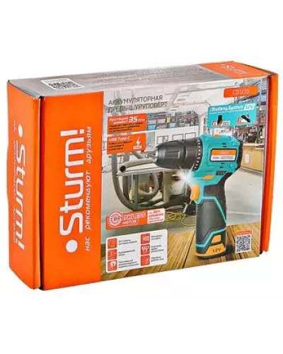 Аккумуляторный шуруповерт Sturm! CD1235 1BatterySystem12V Аккумуляторный шуруповерт Sturm! CD1235 1BatterySystem12V