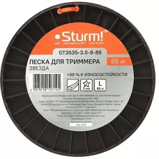 GT3535-3.0-8-86 Леска для триммера, d=3.0мм, l=86м, звезда, оранж.,  бобина, Sturm!, 4603010107125 (CN)