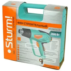 Фен технический, 2000 Вт, 2 темп.диап., 6 реж.потока, ЖК ДИСПЛ, 5аксс., кейс, HG2003LCD, 4603010060543, шт