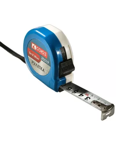 Рулетка 5х19мм, пластиковый корпус, СОЮЗ