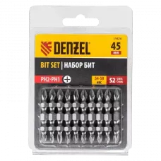 Бита DENZEL двухсторонняя, PH2-PH1 х 45 мм, сталь S2, 10 шт.