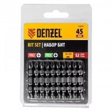 Бита DENZEL двухсторонняя, PH2-PZ2 х 45 мм, сталь S2, 10 шт.