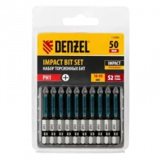 Бита DENZEL IMPACT, PH1x50 мм, лазерная обработка шлица, сталь S2, 10 шт., Е 6,3