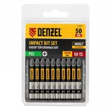Бита DENZEL IMPACT, PZ3x50 мм, лазерная обработка шлица, сталь S2, 10 шт., Е 6,3
