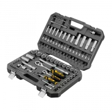 Набор инструментов DENZEL 1/2", 1/4", CrV, S2, пластиковый кейс, 94 предмета