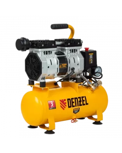 Компрессор безмасляный DENZEL DLS650/10, 650 Вт, 120 л/мин, ресивер 10 л, малошумный