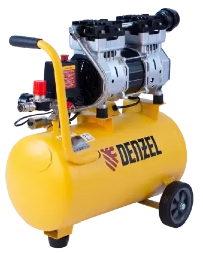 Компрессор безмасляный DENZEL DLS950/24, 950 Вт, 165 л/мин, ресивер 24 л, малошумный