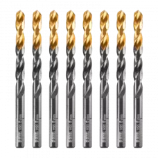 Сверло по металлу DENZEL 8 мм, HSS-Tin, Golden Tip, 8 шт.