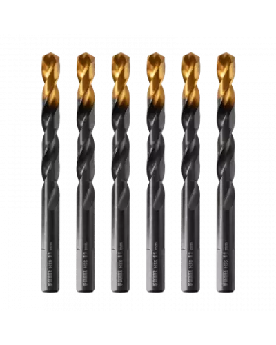 Сверло по металлу DENZEL 11 мм, HSS-Tin, Golden Tip, 6 шт.