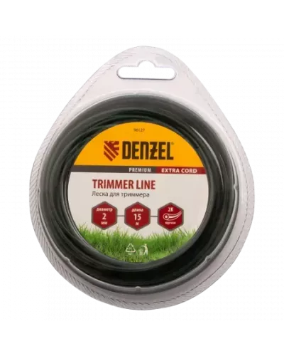Леска для триммера DENZEL Flex Сord 96127, 2 мм x 15 м, круглая, двухкомпонентная